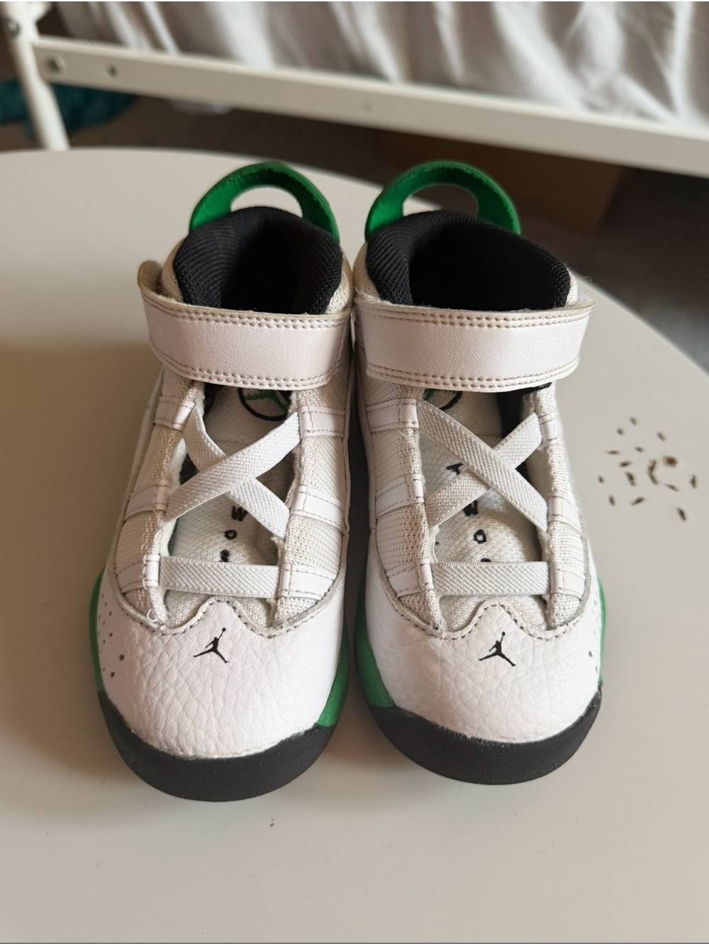 Jordan Kids White and Green Basketball Sneakers